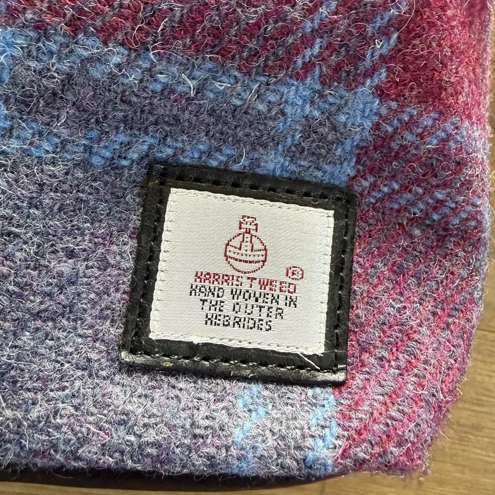 Harris Tweed & PU Leather Ladies Backpack Pastel Pink Blue Purple Tartan Check